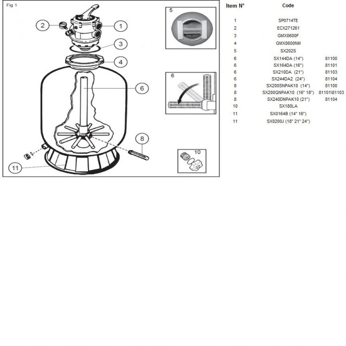 Фільтр Hayward PowerLine PWL D368 81100 (5м3/год, 368мм, 25кг, верх) — изображение 2